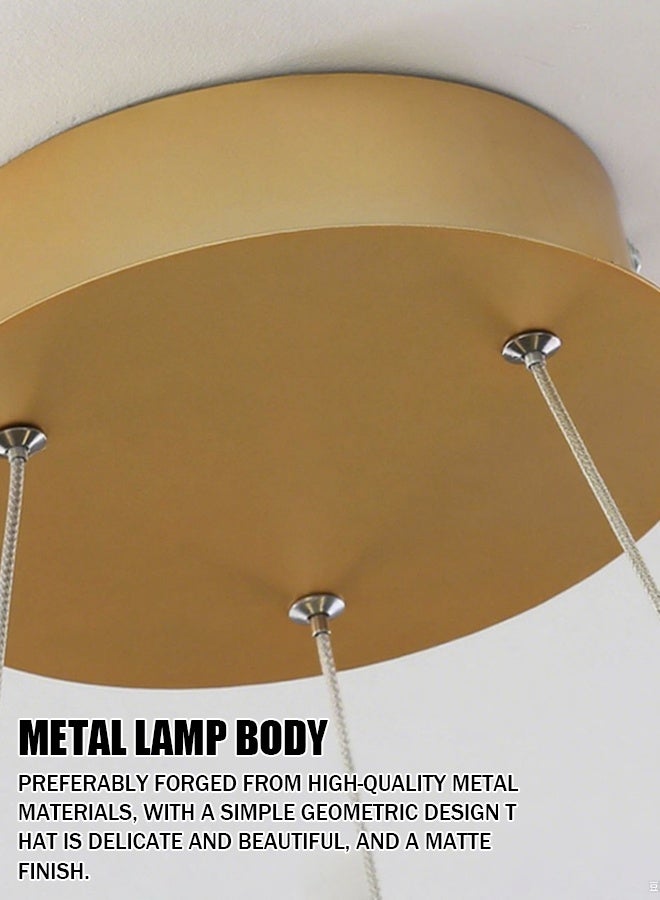 Modern Chandelier Simple Study Round Chandelier LED Light Source Three Color Dimmable Chandelier With Remote Control, Suitable For Living Room Office Cafe Library - Image 5