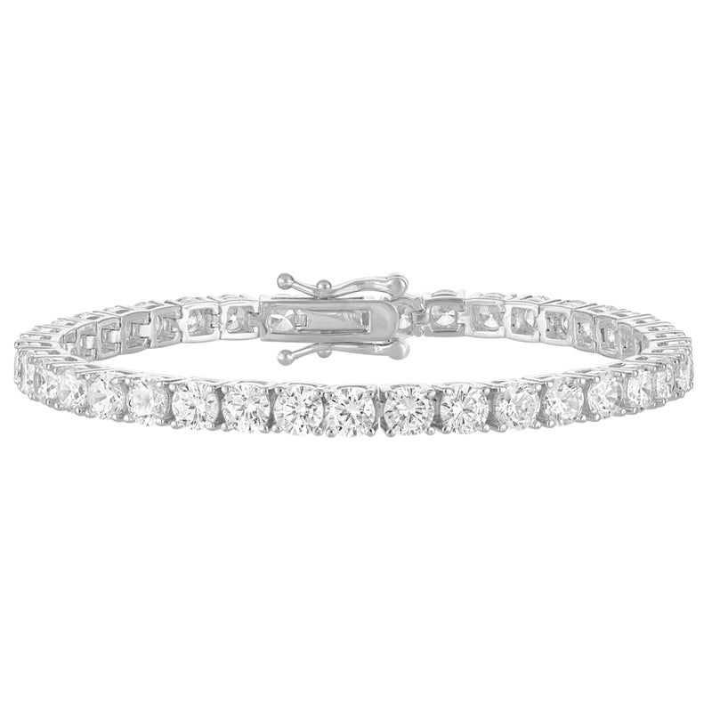 KISPER Tennis Bracelet for Women - 24K White Gold Plated Round Cut AAAAA CZ, 4mm Width, Elegant Jewelry Gift, 7 Inches - Image 1