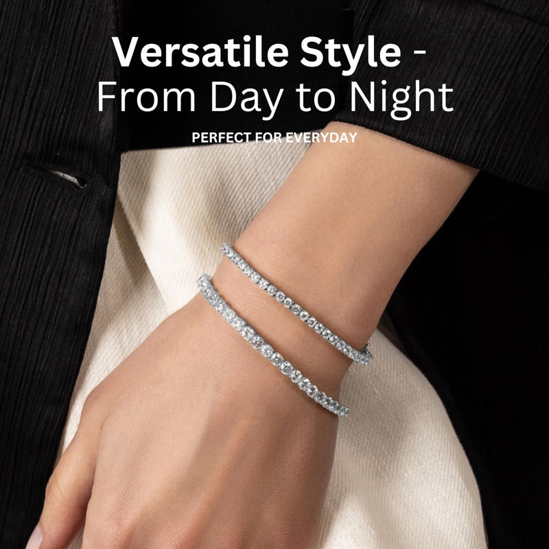 KISPER Tennis Bracelet for Women - 24K White Gold Plated Round Cut AAAAA CZ, 4mm Width, Elegant Jewelry Gift, 7 Inches - Image 2