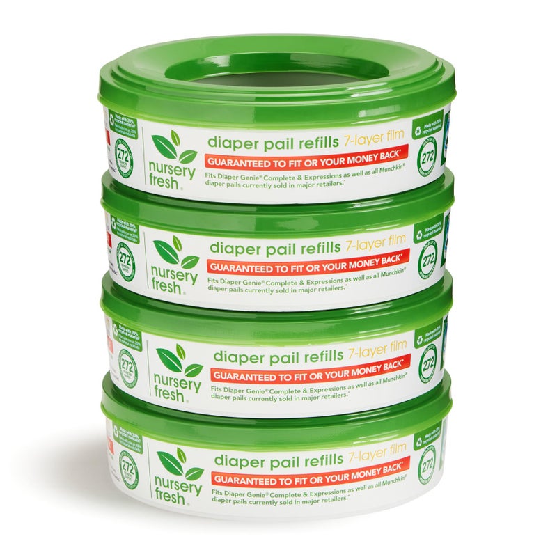 Nursery FreshÂ® Refill Rings for Diaper GenieÂ® and MunchkinÂ® Diaper Pails, Holds up to 1,088 Newborn Diapers, 4 Pack