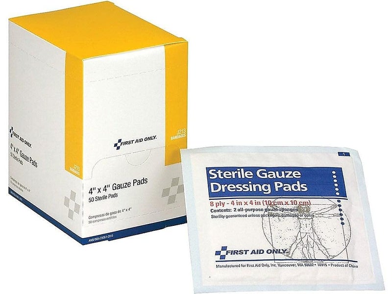 First Aid Only 4 X 4 Sterile Gauze Dressing Pads Box of 50  J213 - Image 1