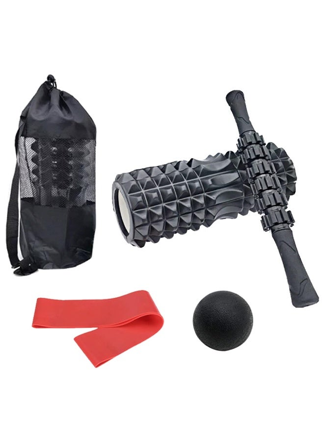 DUNISO Foam Roller Set - Hollow Foam Massage Roller, Massage Ball, Roller Stick, Stretch Band, Resistance Band, Storage Bag, Suitable for Muscle Massage, Relieve Muscle Soreness, Crescent (6 Pack)  - Image 1