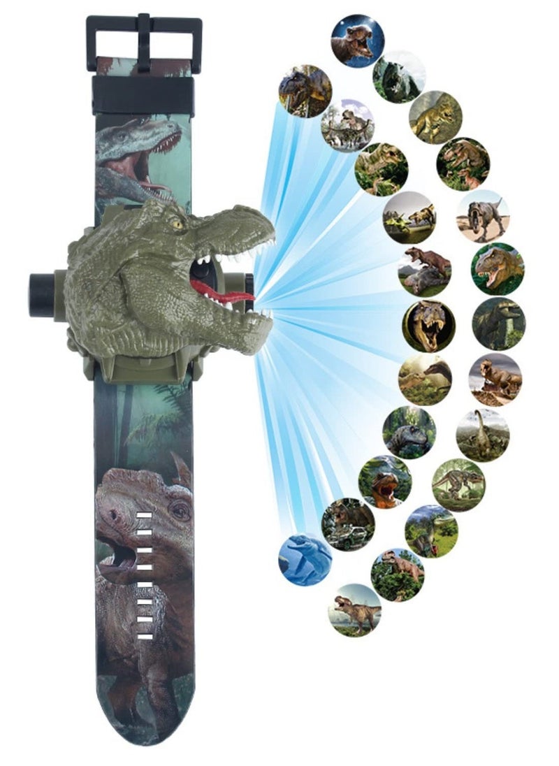 Cartoon Watch with 24 Kinds of Dinosaur Projection Pattern Cartoon Children Digital Dinosaur Watch Toy for Boys and Girls Children with Cover Adjustable Date and Time Projector Watch, Tyrannosaurus - Image 1
