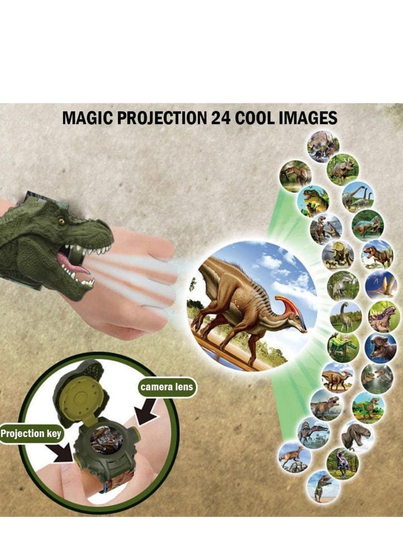 Cartoon Watch with 24 Kinds of Dinosaur Projection Pattern Cartoon Children Digital Dinosaur Watch Toy for Boys and Girls Children with Cover Adjustable Date and Time Projector Watch, Tyrannosaurus - Image 3