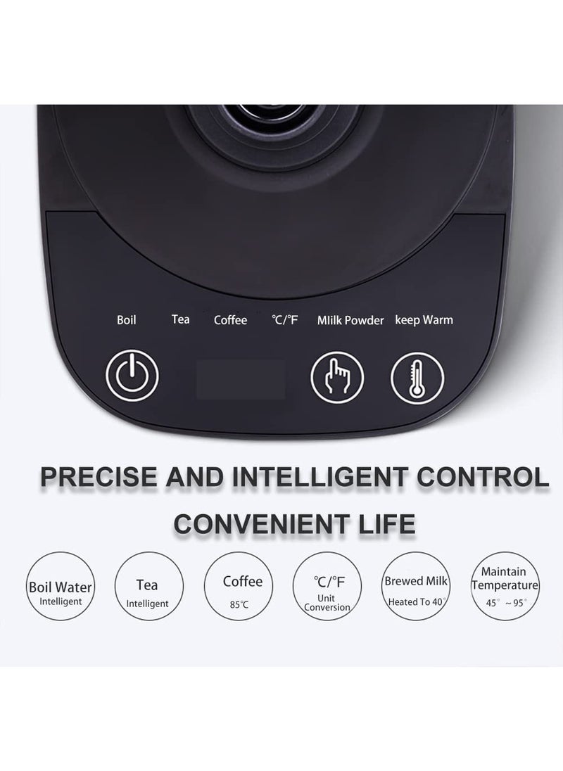 Arabest Electric Gooseneck Kettle, 0.9L Stainless Steel Pour Jug with Variable Temperature Control, 1000W Rapid Heat Coffee Maker with Touch Button, Smart Auto Shutoff (Matte Black)  - Image 2