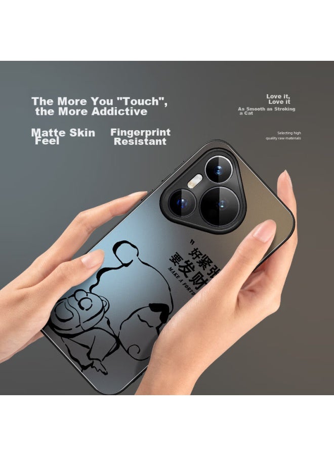 Xp Compatible Huawei Pura70 Phone Case, Full Lens Protection, Ultra-thin Heat Dissipation, Frosted Cartoon Design, Shockproof, Business Style For Men And Women - Graphite Gray Dazzling Bear - Image 5