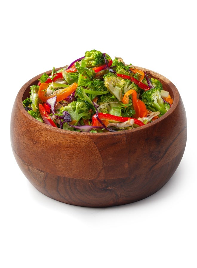 AURIO Premium Solid Wood Salad Bowl – Handcrafted Serving Bowl for Fruit, Pasta, and Snacks – Naturally Durable & Eco-Friendly Hardwood Popcorn Bowl – Elegant Rustic Table Centerpiece & Modern Kitchen Mixing Bowl - Image 2