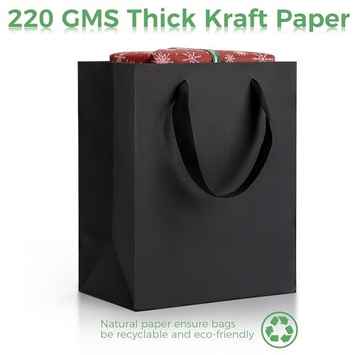 MOXARYSU Black Gift Bags With Handles: 8x5x10 Inch 30pcs Black Paper Bags Medium Bulk For Party Shopping Birthday Wedding (M, 30) - Image 5