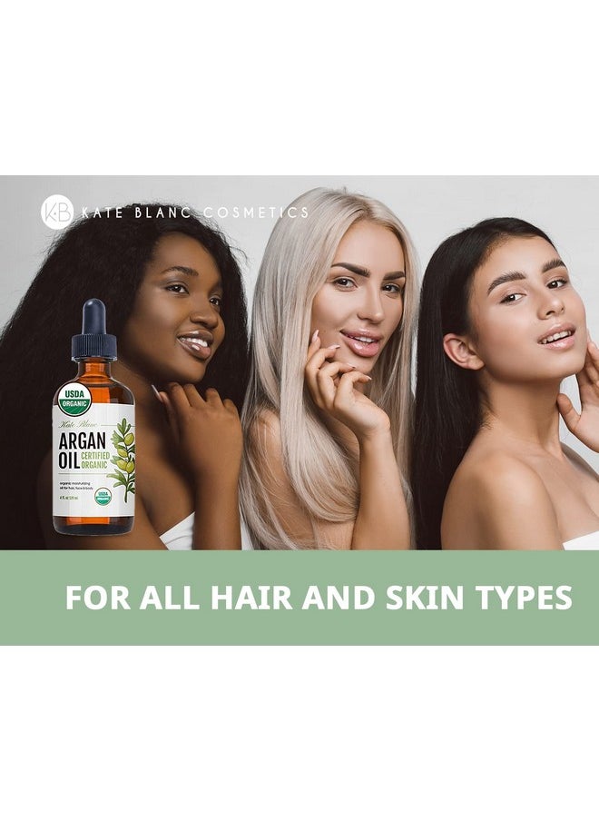 Kate Blanc Cosmetics - Kate Blanc Cosmetics Argan Oil for Hair, Face & Skin from Morocco. Promotes Hair Growth (4oz, USDA Certified Organic, Cold Pressed & 100% Pure) - Image 1
