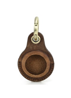 Suitable For Apple Airtag Protective Cover Layer Cowhide Pet Anti-loss Keychain Positioning Tracker Leather Cover In Stock-Colour:Brown-Applicable Model:airtag