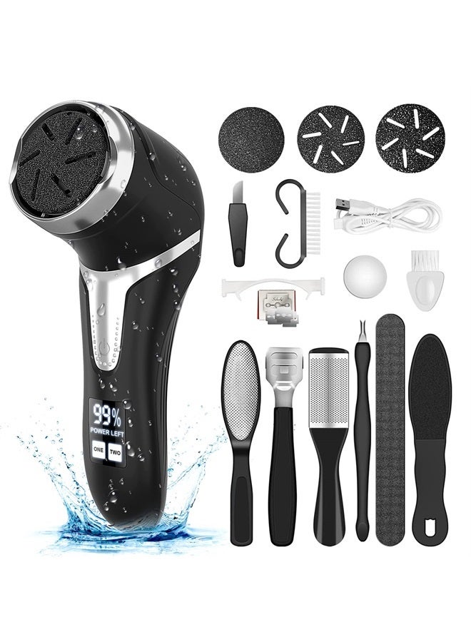 Hoxida Electric Callus Remover for Feet with Vacuum, Professional Pedicure Tools Kit Foot File Callus Remover, Rechargeable Waterproof Foot File for Foot Care Deadskin Remover with 3Heads&2Speed,LCD Display - Image 1