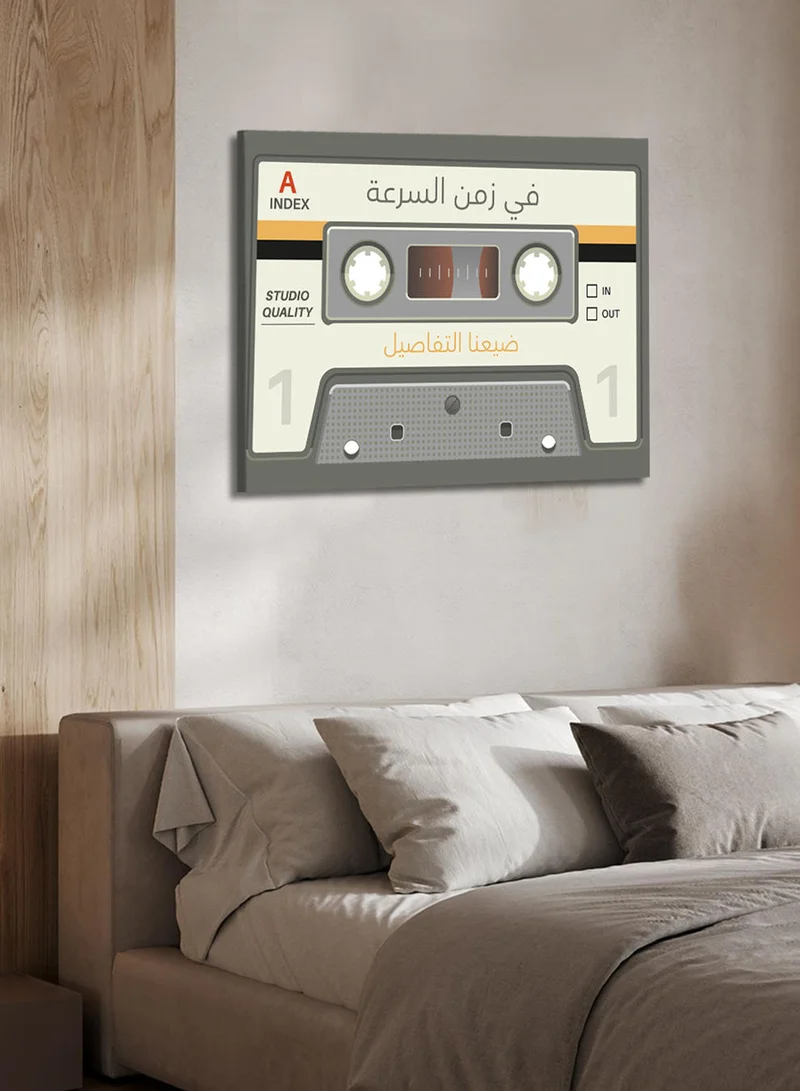 لوحة لوحة كانفاس على إطار خشبي بتصميم شريط كاسيت كلاسيكي