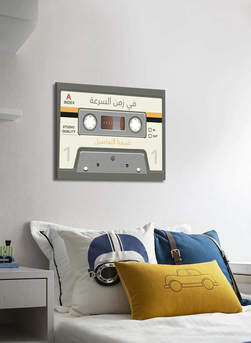 لوحة لوحة كانفاس على إطار خشبي بتصميم شريط كاسيت كلاسيكي