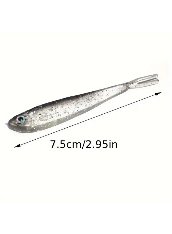 10pcs Silicone Fishing Lures With Forked Tail Hooks Transparent Gray Saltwater Freshwater - Image 4