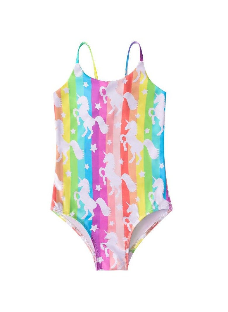 Loquat Girls Mermaid Sleeveless Swimsuit One-piece White/Red  - Image 1