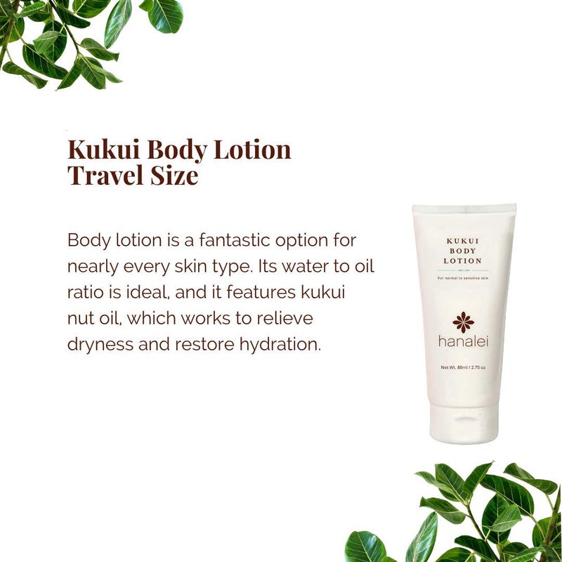 Hanalei Cruelty-Free Kukui Oil Body Lotion â€“ Paraben-Free, Dye-Free Moisturizer with Kukui Nut Oil, Shea Butter & Jojoba for Hydrated, Soft, Nourished Skin â€“ Travel-Friendly Size 80 ml - Image 4