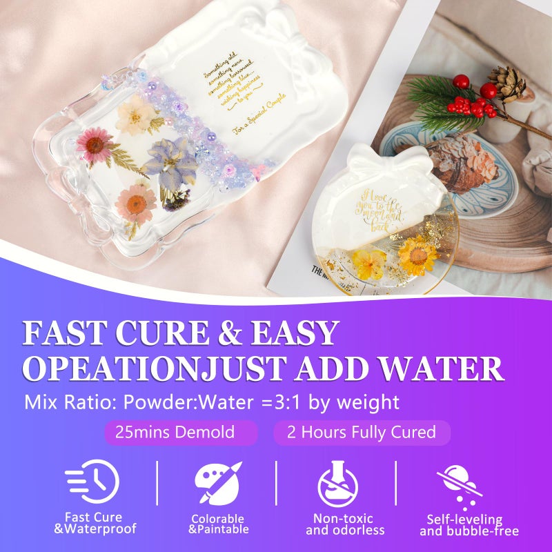 KISREL Resin Casting Powder 3000g (Packaging Upgrade), 20~30 Minutes Demold, Water Activated Plaster Powder for Craft Casting, Easy Mixing and Self Leveling - Image 3