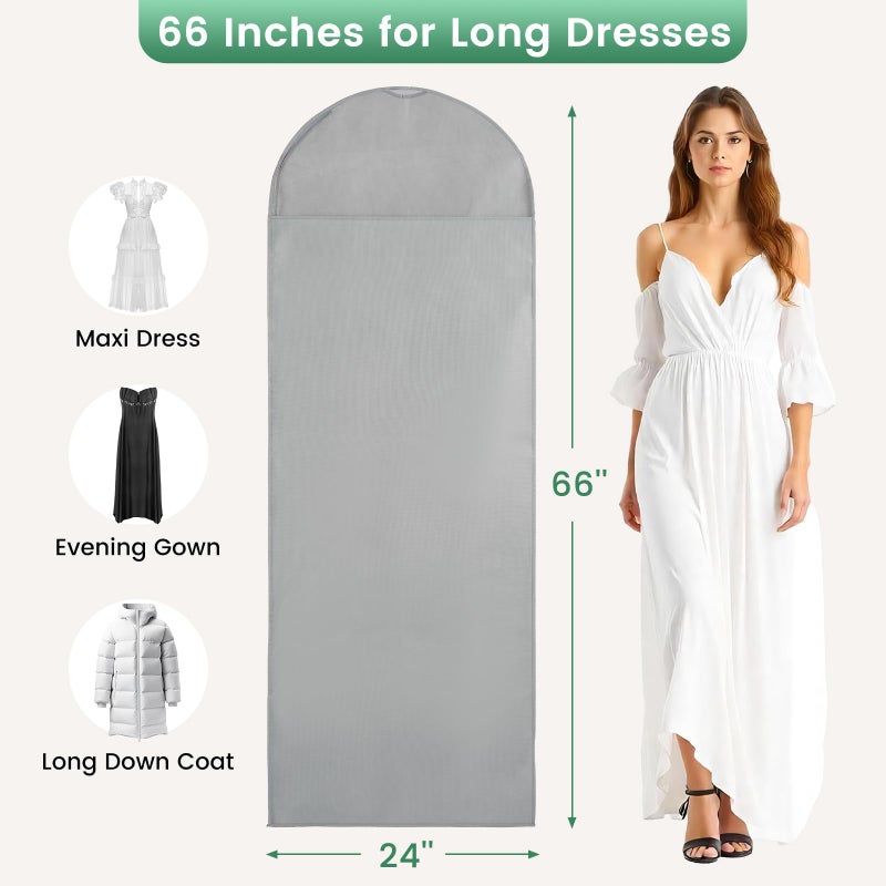 Carbrea 66 Inch Garment Bags for Hanging Clothes - Long Dress Bags for Gowms Closet Wardrobe Storage Travel - 1 Pack - Image 2