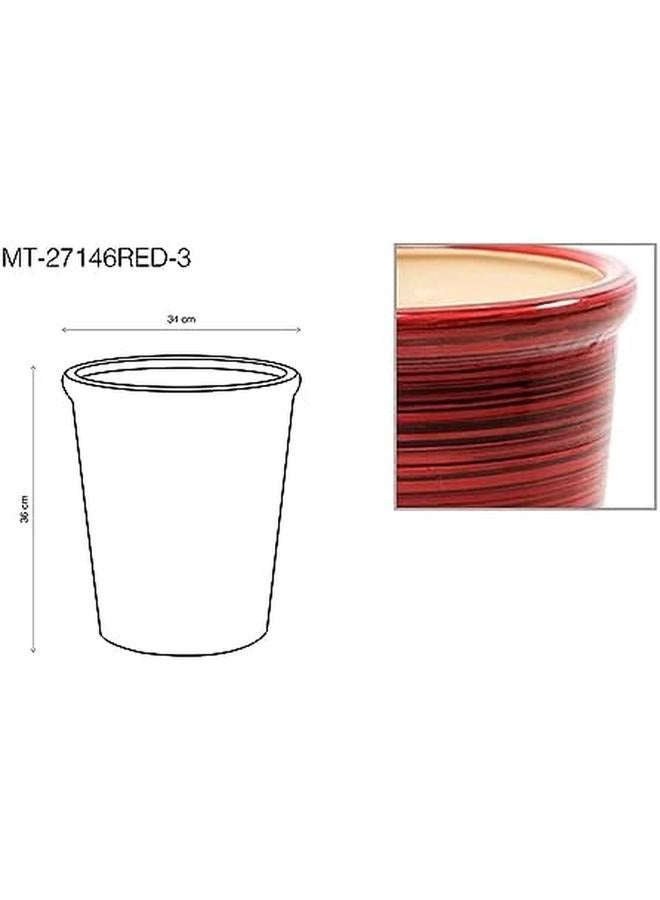 SGC Round Ceramic Pot With Overlapping 26 Cm X 30 Cm Size Red Brown - Image 4