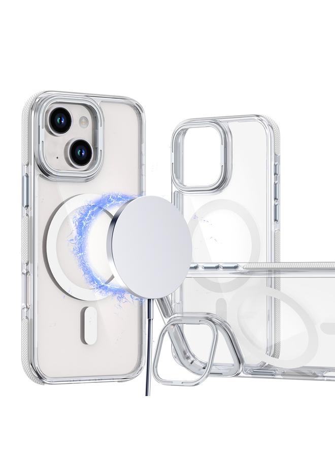 اس-توب جراب لهاتف iPhone 13 / 14 ثنائي اللون شفاف من الأكريليك الهجين TPU مع حامل عدسة MagSafe - Image 1