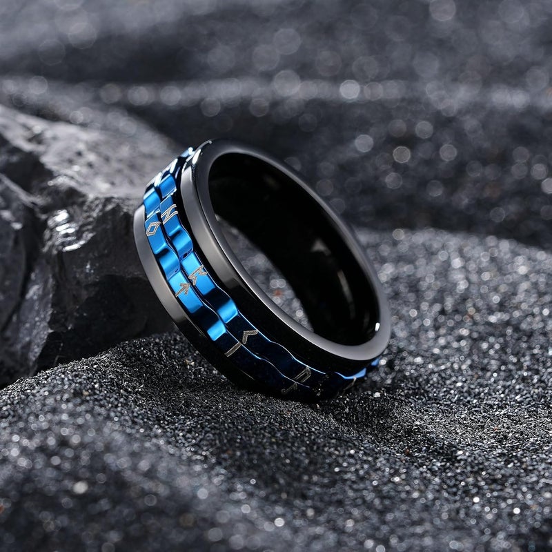 King Will Mens Boys Black Gear Spinner Rings Stainless Steel Fidgets Two Black Gear Fidget Ring Anxiety Ring For Men Women Toy Stress Free Cool Wedding Band - Image 3