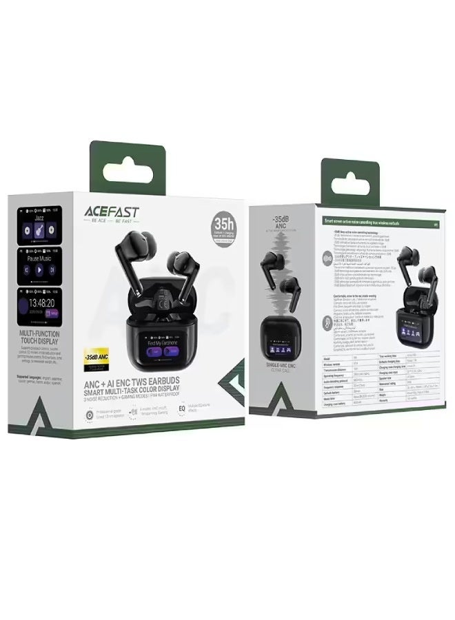 ACEFAST W6 ANC AI ENC True Wireless Earbuds with Smart Display, Bluetooth 5.4, -35dB Active Noise Cancellation, Gaming Mode, 35H Battery, IPX4, USB-C Charging - Image 5