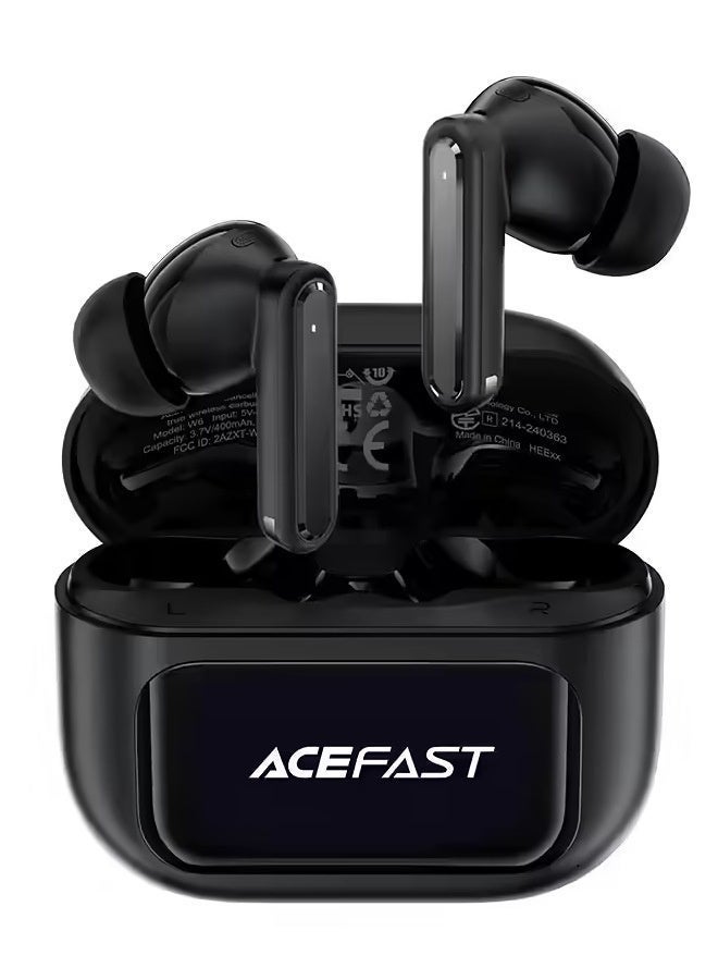 ACEFAST W6 ANC AI ENC True Wireless Earbuds with Smart Display, Bluetooth 5.4, -35dB Active Noise Cancellation, Gaming Mode, 35H Battery, IPX4, USB-C Charging - Image 1