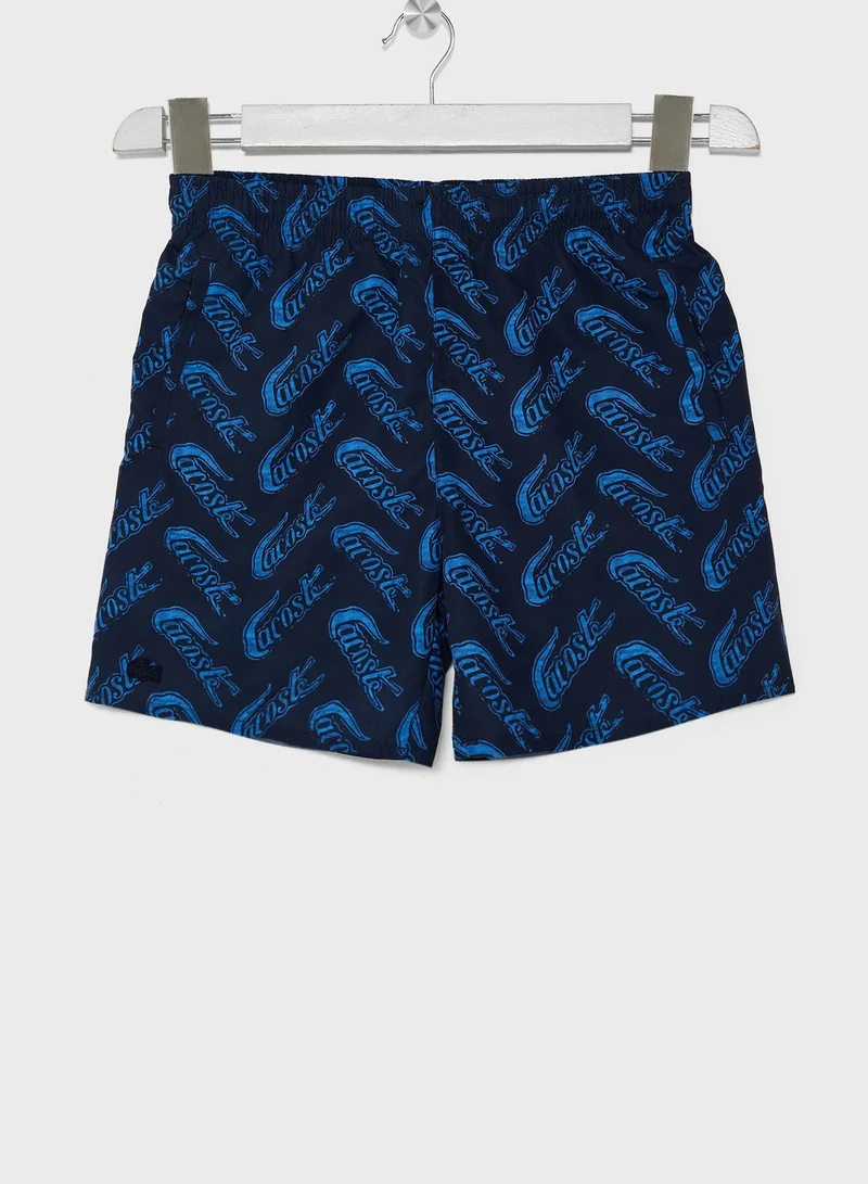 LACOSTE Kids Printed Swim Shorts