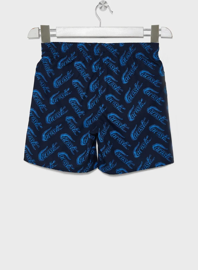 LACOSTE Kids Printed Swim Shorts