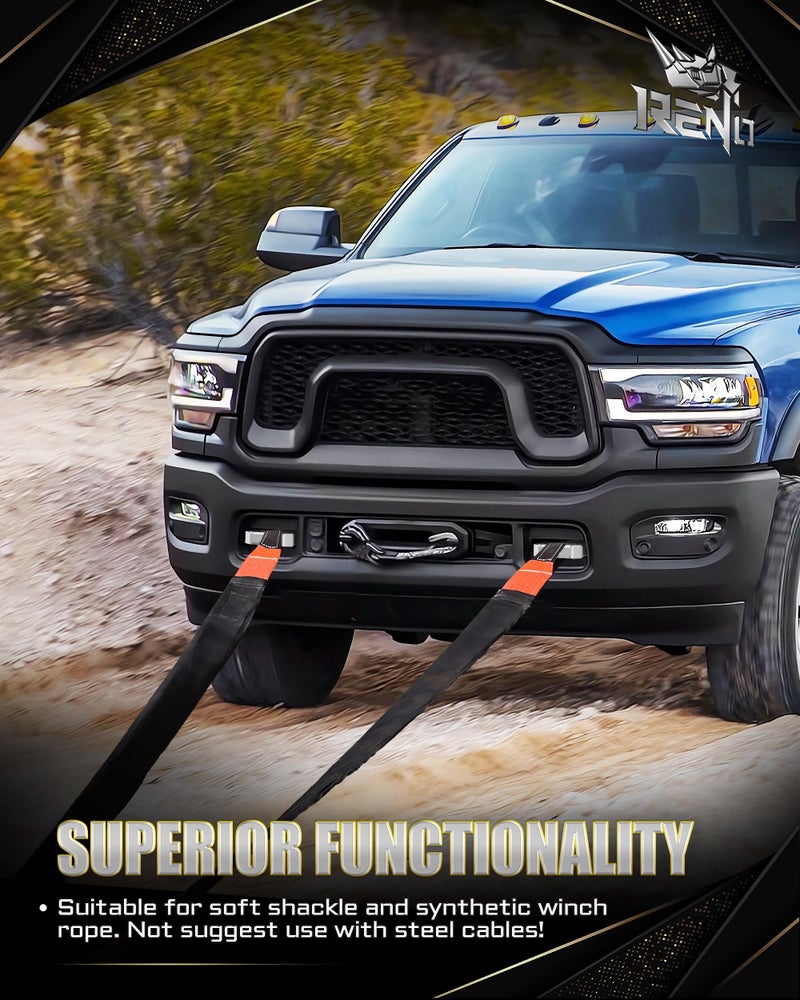 RENO Aluminum Front Tow Hooks, Heavy Duty D-Ring Shackle Compatible with 2019-2026 Ram 2500/3500 Truck Recovery - Replace OEM 68360942AC/AA/AB, 68349551AD/AA/AB/AC (Set of 2) - Image 2