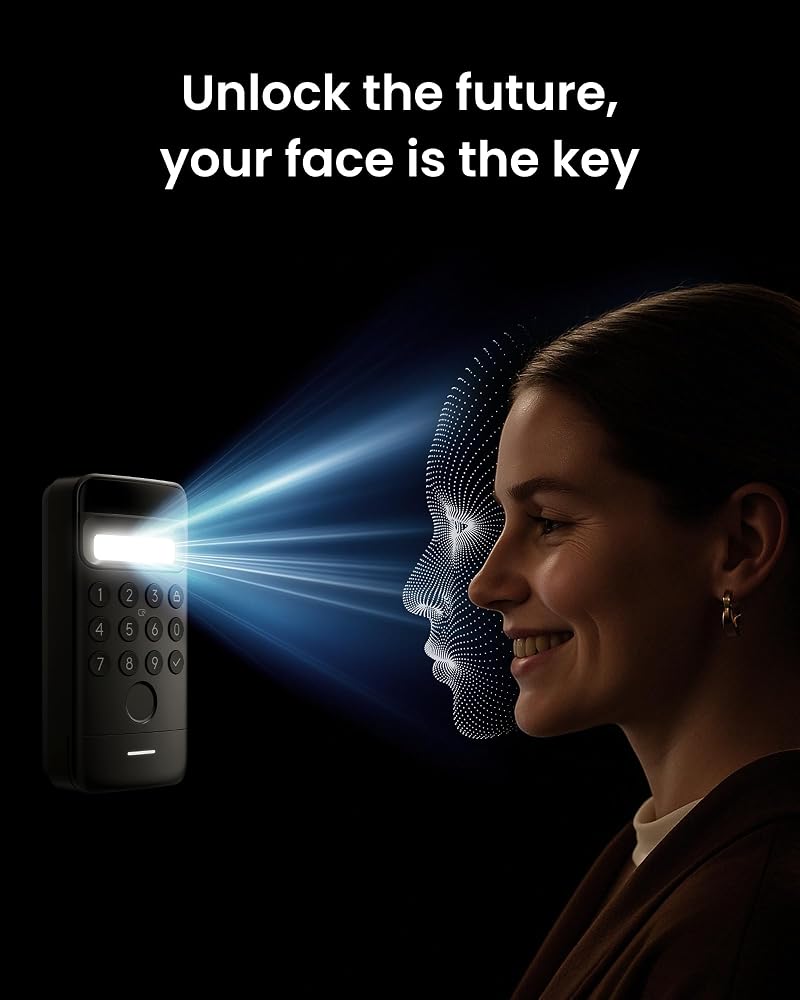 SwitchBot Keypad Vision with 3D Face Recognition for SwitchBot Smart Door Lock, Keyless Entry by Face, Fingerprint, Supports Virtual Passwords for Home Security - Image 1