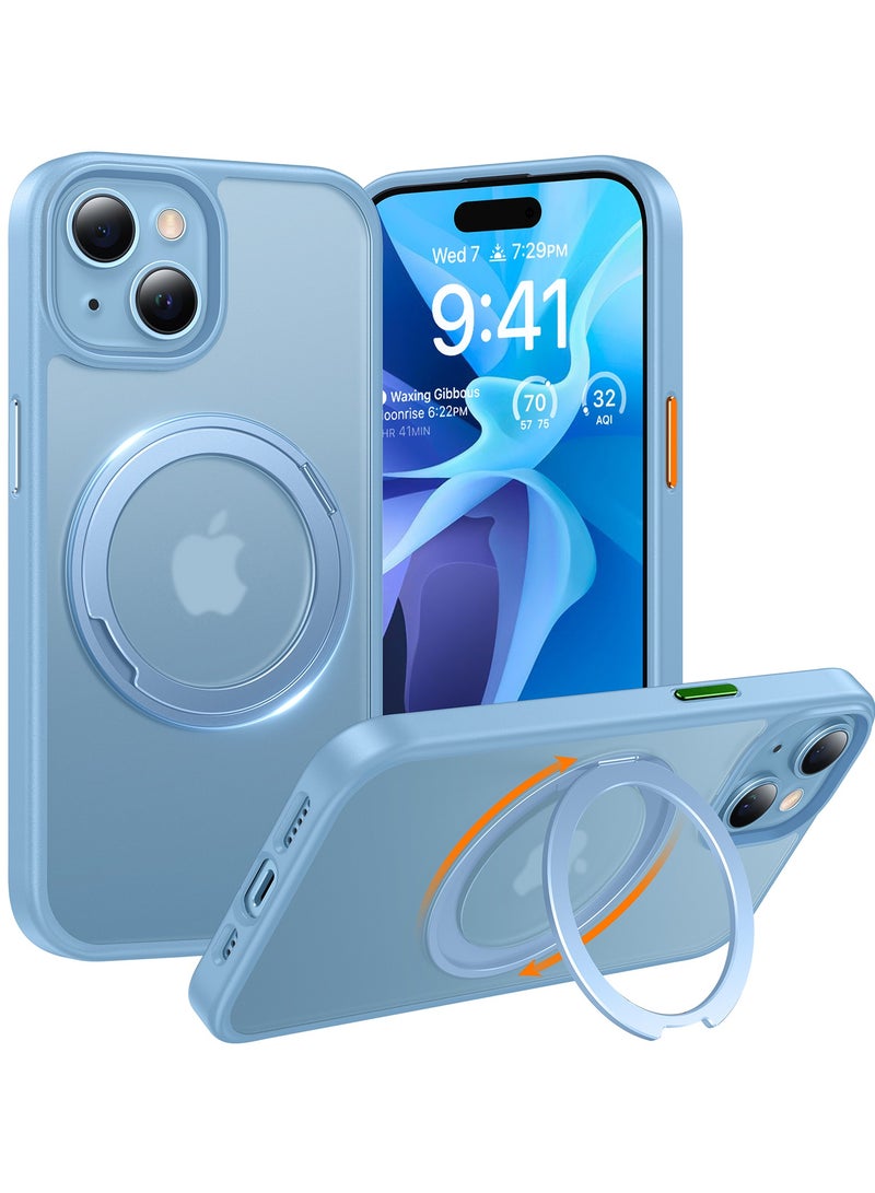360° Rotatable Stand for iPhone 15 Case, [Compatible with MagSafe] Magnetic Ring Holder [3X Mil-Grade Tested] Shockproof Translucent Slim Case for iPhone 15 Phone Case, Blue blue - Image 1