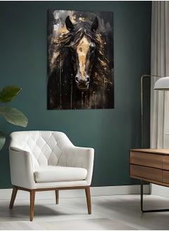 LOWHA Canvas Wall Art Stretched Over Wooden Frame with Black Horse Painting  - Image 3