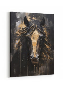 LOWHA Canvas Wall Art Stretched Over Wooden Frame with Black Horse Painting  - Image 4