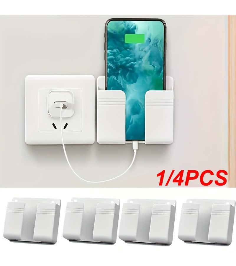 1 Piece Multi Functional Wall Mounted Phone Holder With Adhesive And Remote Control Holder For Home And Office Use Phone Stand - Image 1