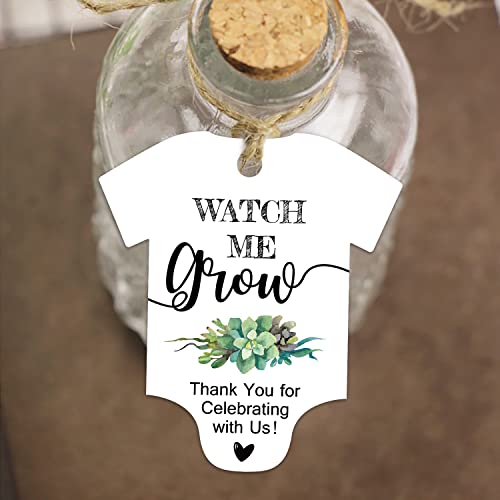EKSPLODI Watch Me Grow Tags for Baby Shower Succulents Baby Shower Thank You Tags Baby Shower Favor Tags 50 Pack with Golden Ribbon - Image 5
