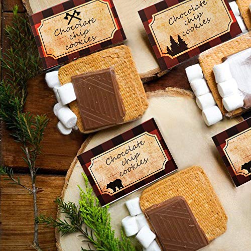 BCHOCKS Lumberjack Party Place Cards - Lumberjack Buffalo Plaid Food Tents and Food Labels Decorations, Woodland Baby Shower Party Supplies - Image 4