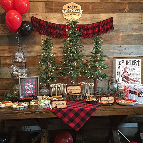 BCHOCKS Lumberjack Party Place Cards - Lumberjack Buffalo Plaid Food Tents and Food Labels Decorations, Woodland Baby Shower Party Supplies - Image 5