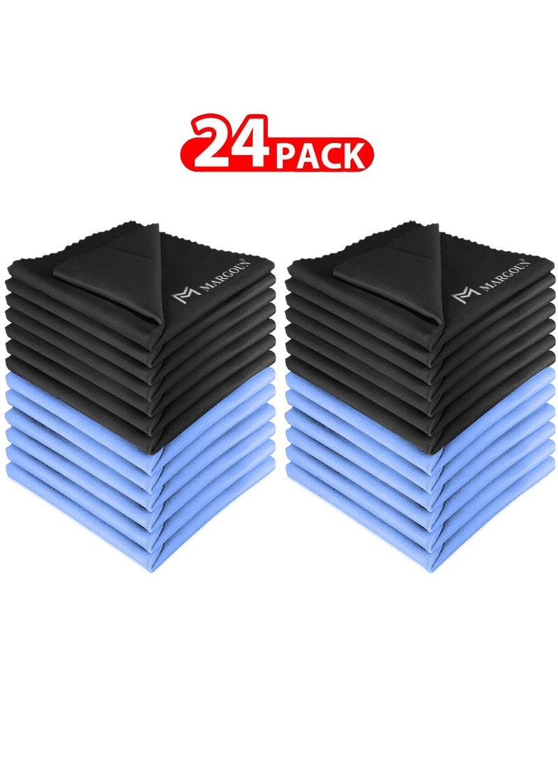 MARGOUN 24 Pack Microfiber Cleaning Cloth Premium Cloth for Glasses Lens Screens & More Black Blue - Image 1