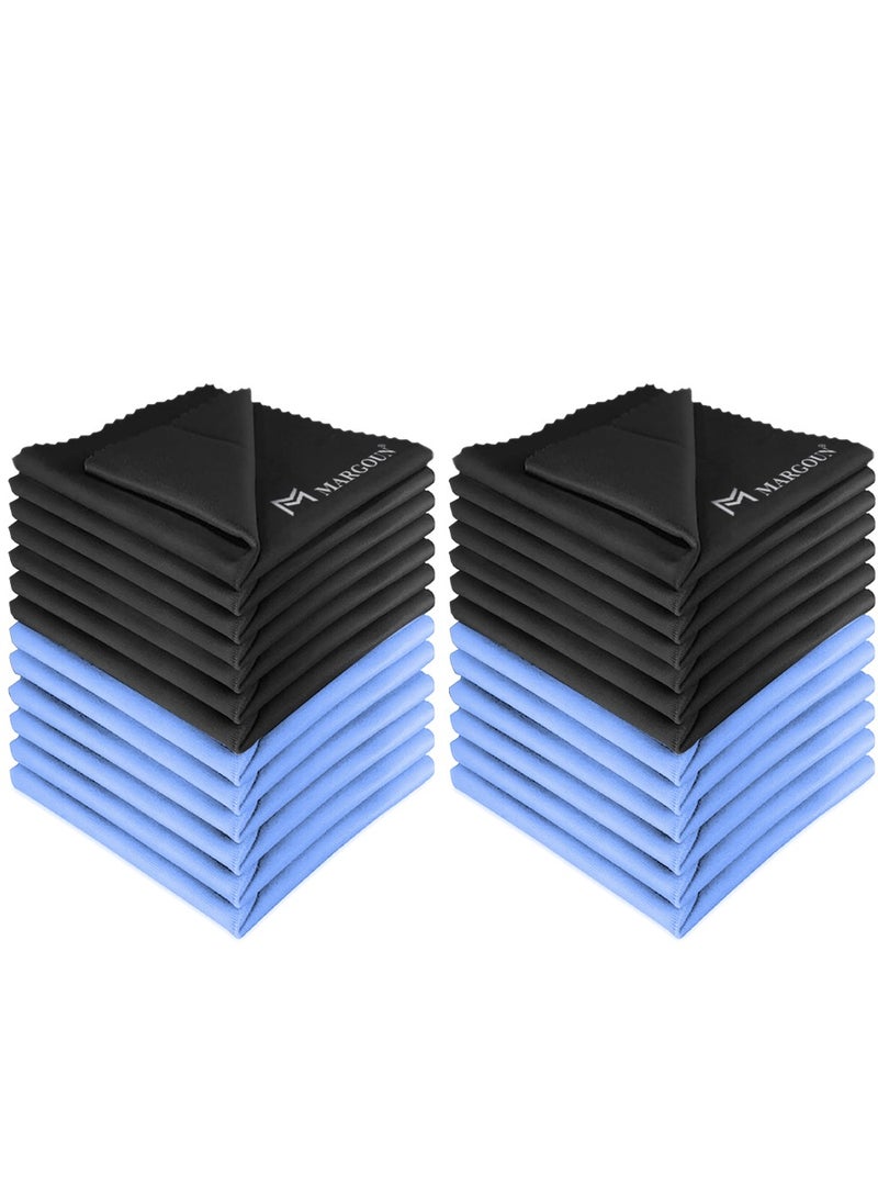 MARGOUN 24 Pack Microfiber Cleaning Cloth Premium Cloth for Glasses Lens Screens & More Black Blue - Image 2