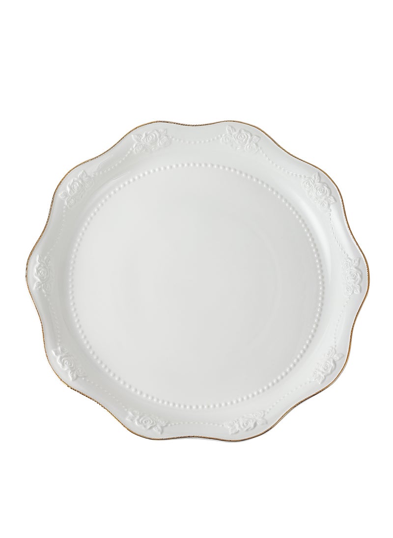 Life Smile LIFE SMILE New Bone China Embossed Dinner Plates Round Pasta Bowl Serving Plates Salad Bowls Set Side Plate Dinnerware Plates Set  - Image 1