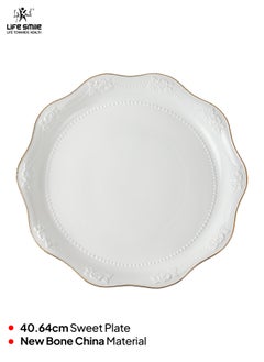Life Smile LIFE SMILE New Bone China Embossed Dinner Plates Round Pasta Bowl Serving Plates Salad Bowls Set Side Plate Dinnerware Plates Set  - Image 2