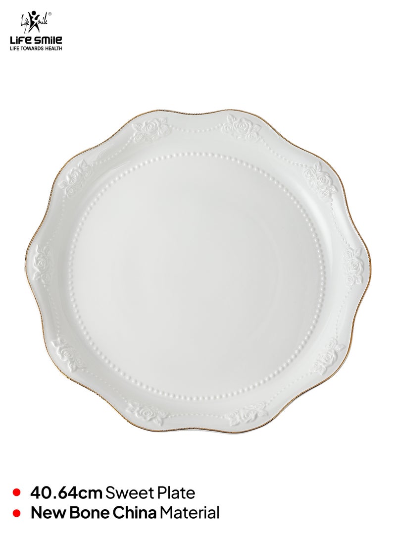 Life Smile LIFE SMILE New Bone China Embossed Dinner Plates Round Pasta Bowl Serving Plates Salad Bowls Set Side Plate Dinnerware Plates Set  - Image 2