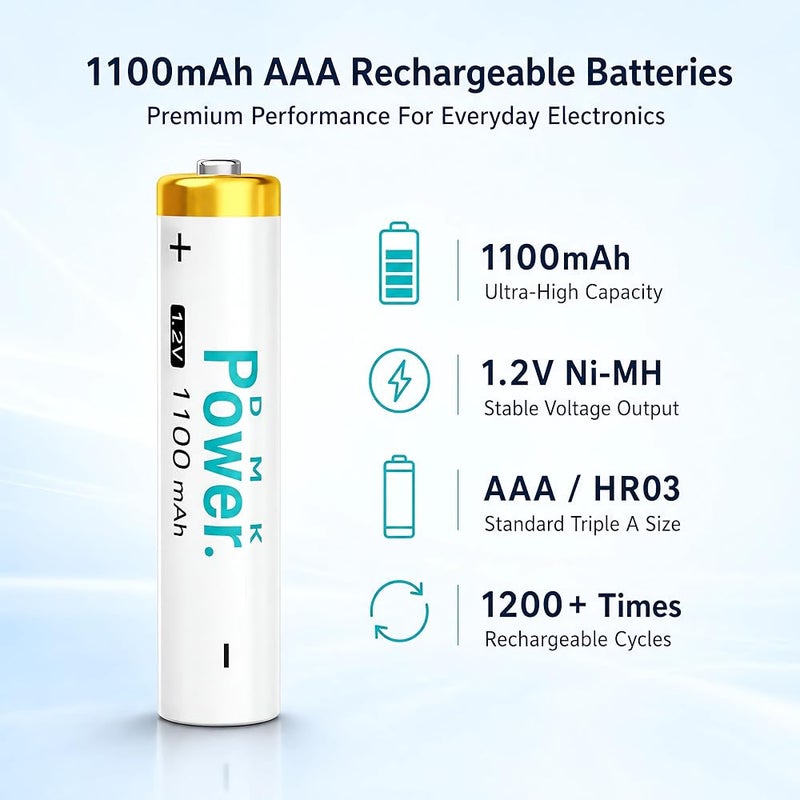 DMK Power Rechargeable AAA Batteries 1100mAh – DMK POWER 1.2V NiMH High Capacity (8 PCS) - Image 5