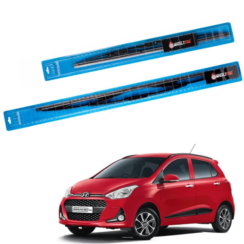 Wheelyfine Windshield Car Wiper Blades Metal Frame Water Repellant Cleaning Wiper Blades Refills Best for Hyundai I10 Grand (2013 Onwards) Dr 22"/Pa 16" - Image 2