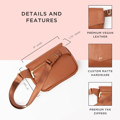Freshly Picked Classic Park Pack Belt Bag, Fanny Packs for Women, Wear as a Waist Bag or Crossbody (Cognac) - Image 3