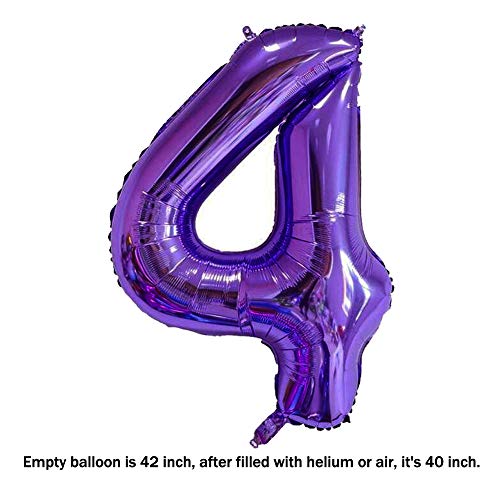 MoMo Balloon 40 Inch Jumbo Purple Number 4 Balloon Giant Balloons Prom Balloons Helium Foil Mylar Huge Number Balloons for Birthday Party Decorations/Wedding/Anniversary - Image 2