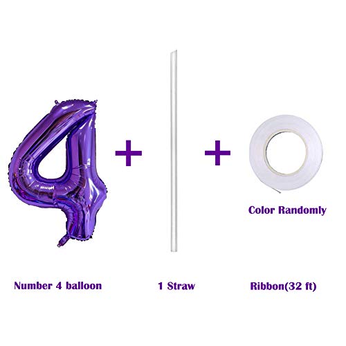 MoMo Balloon 40 Inch Jumbo Purple Number 4 Balloon Giant Balloons Prom Balloons Helium Foil Mylar Huge Number Balloons for Birthday Party Decorations/Wedding/Anniversary - Image 3