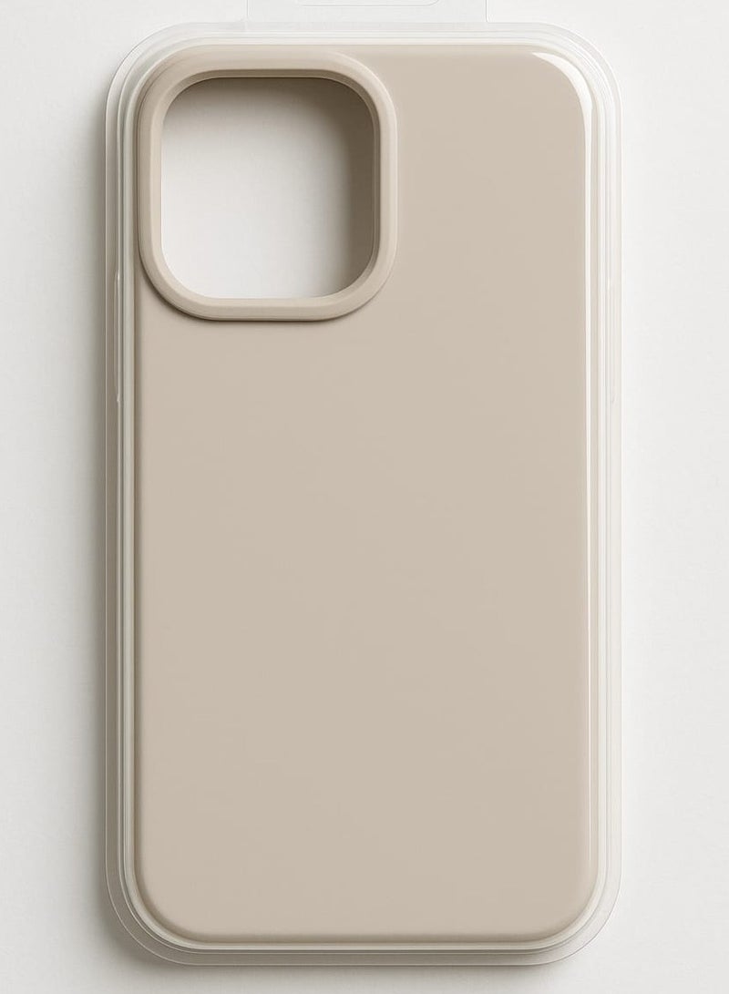 iPhone 15 Silicone Case – Slim Shockproof Protective Back Cover, Soft & Lightweight, Beige