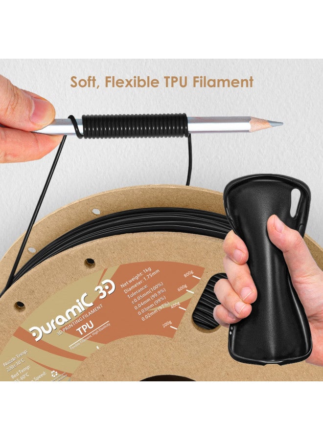 DURAMIC 3D TPU Filament 1.75mm Black, TPU Flexible Filament 95A, Soft TPU 3D Printing Filament, 1kg Spool, Dimensional Accuracy +/- 0.05mm, Black 1 Pack - Image 2